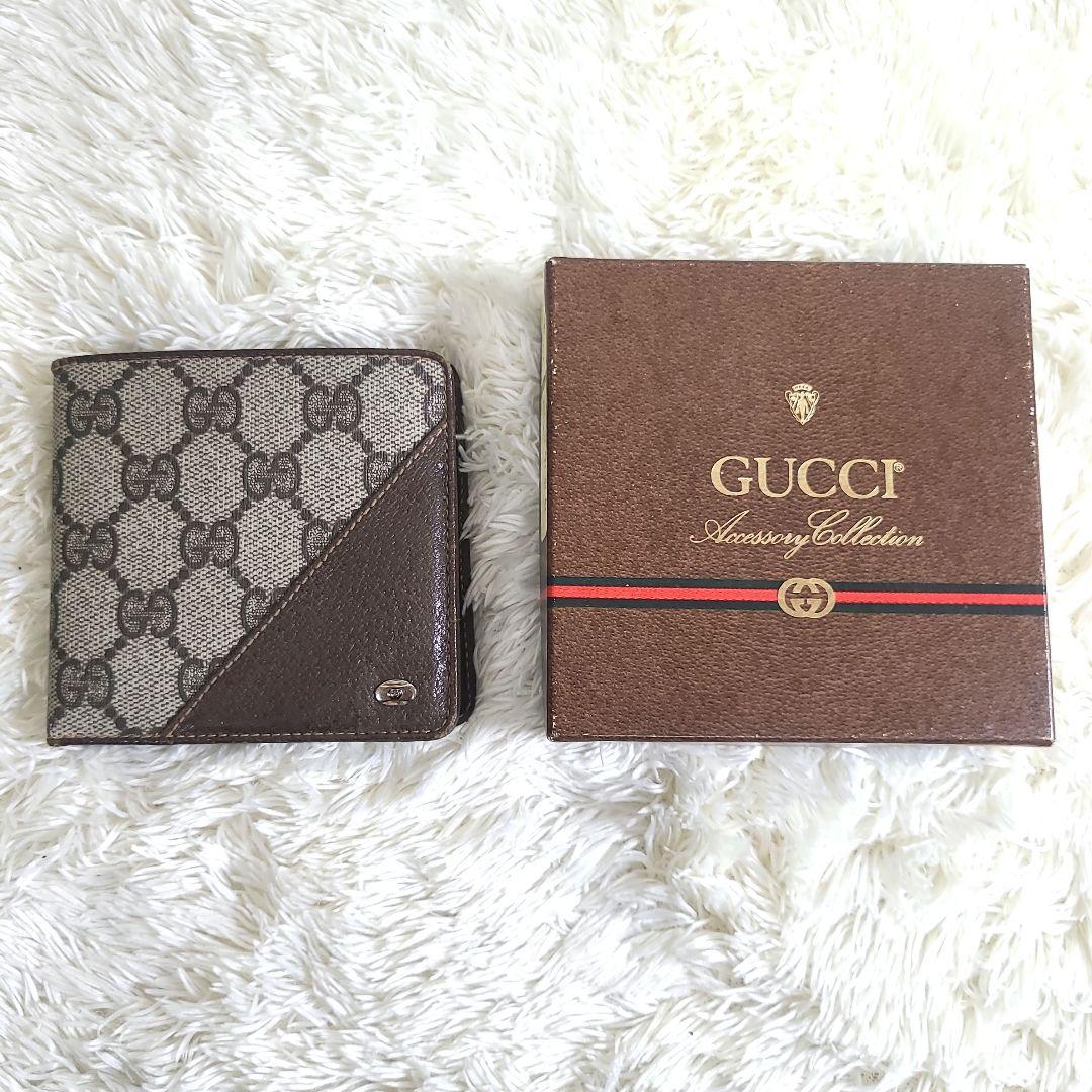 GUCCI グッチ 二つ折り財布 GG柄 オールドグッチ PVC 総柄
