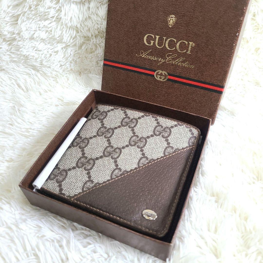 GUCCI グッチ 二つ折り財布 GG柄 オールドグッチ PVC 総柄