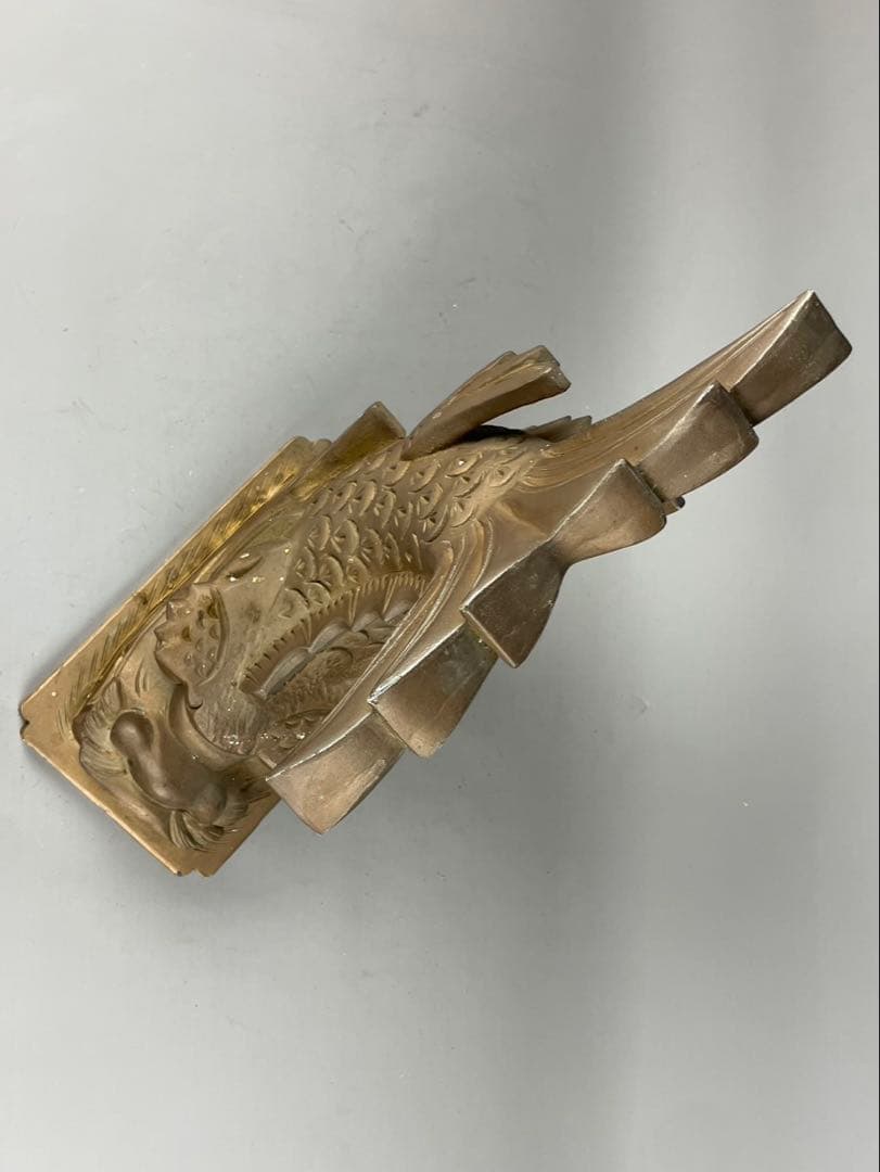 希少 福山城再建記念 金の鯱鉾 備前 置物 金色 福山市 玄関飾り 破れ無し