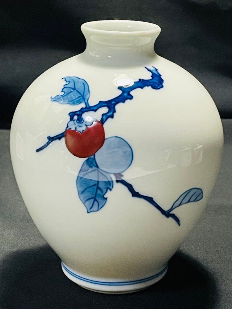 十二代酒井田柿右衛門　柿絵花瓶供箱