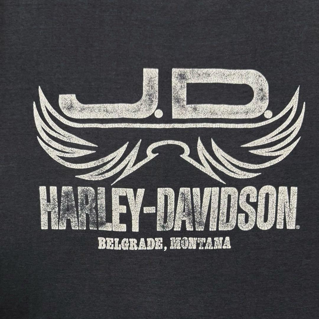 80s古着　ハーレーダビッドソン ノースリーブ　ポケット　両面プリントイーグル