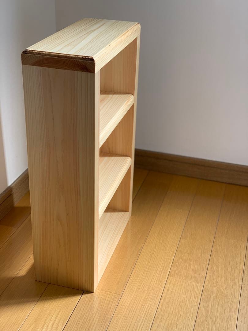 【ヒノキ無垢材】3段カフェシェルフ13cmタイプ アンティーク　キッチンラック