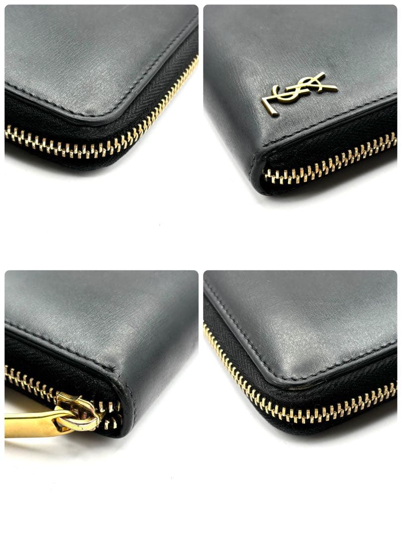 サンローラン 長財布 ラウンドファスナー カサンドラ YSL ロゴ ブラック