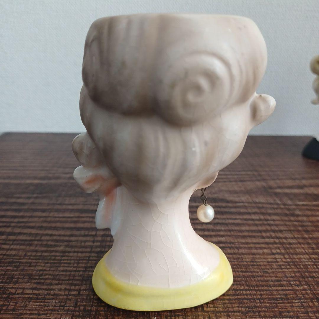 ビンテージ レディヘッドベース 陶器製置物花瓶　3点セット（全高約110㎜）