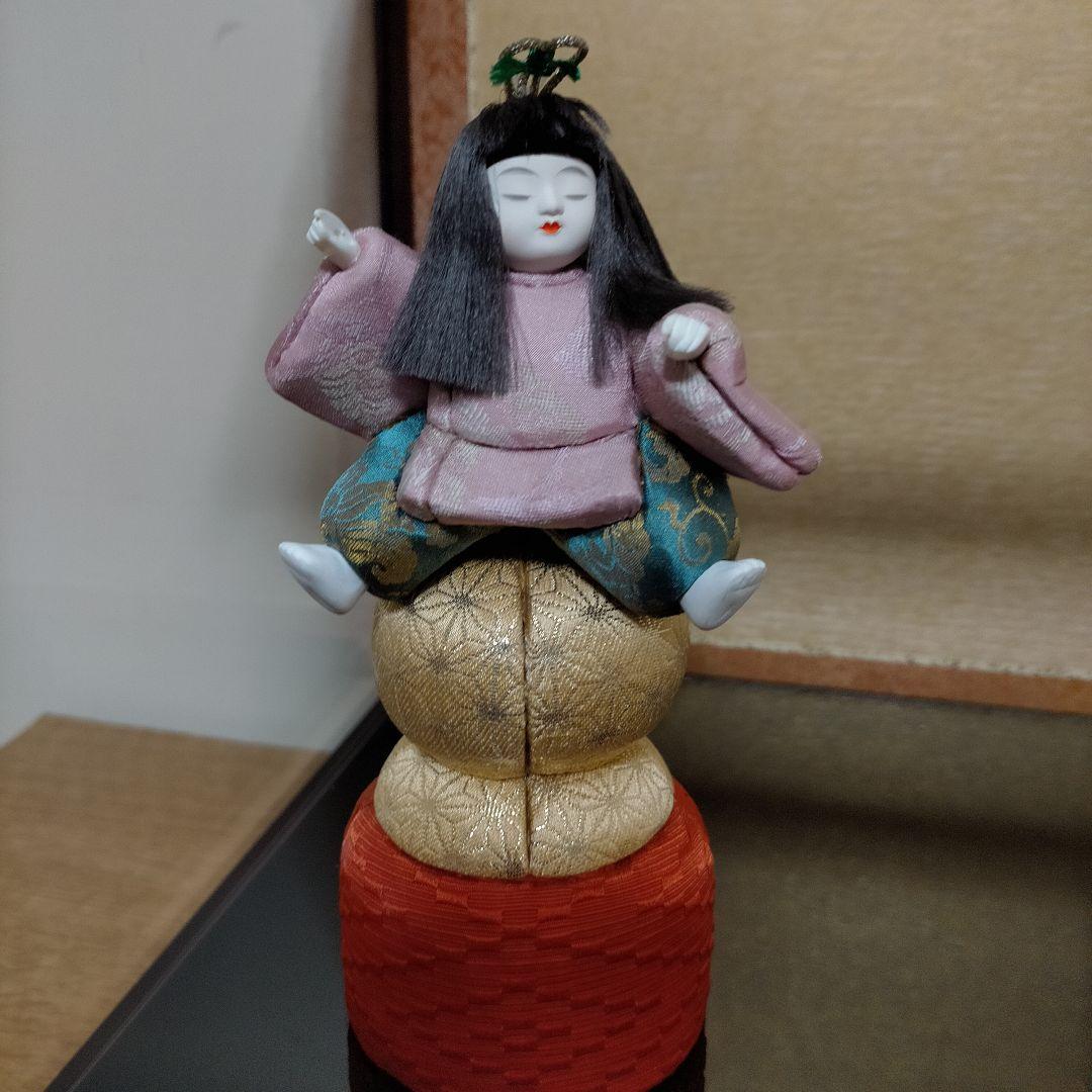 江戸 木目込み 柿沼東光作 牛若丸 弁慶 パノラマケース 黒台付き