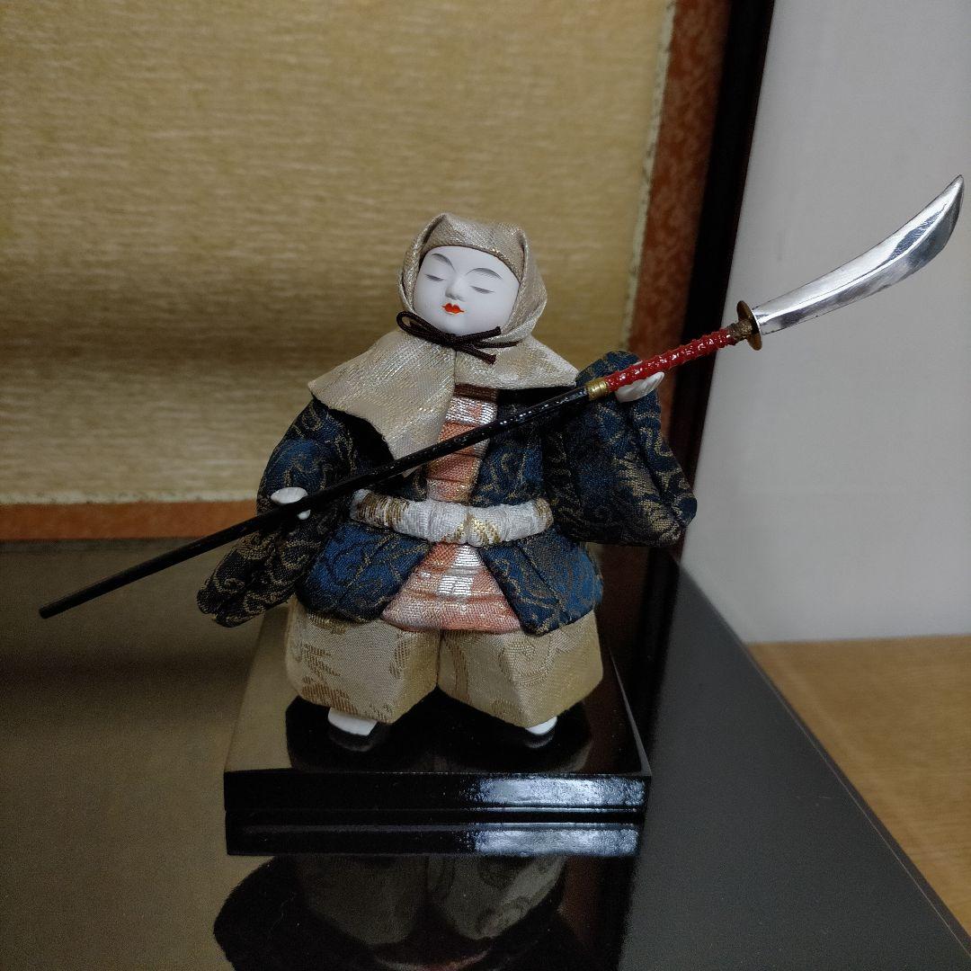 江戸 木目込み 柿沼東光作 牛若丸 弁慶 パノラマケース 黒台付き