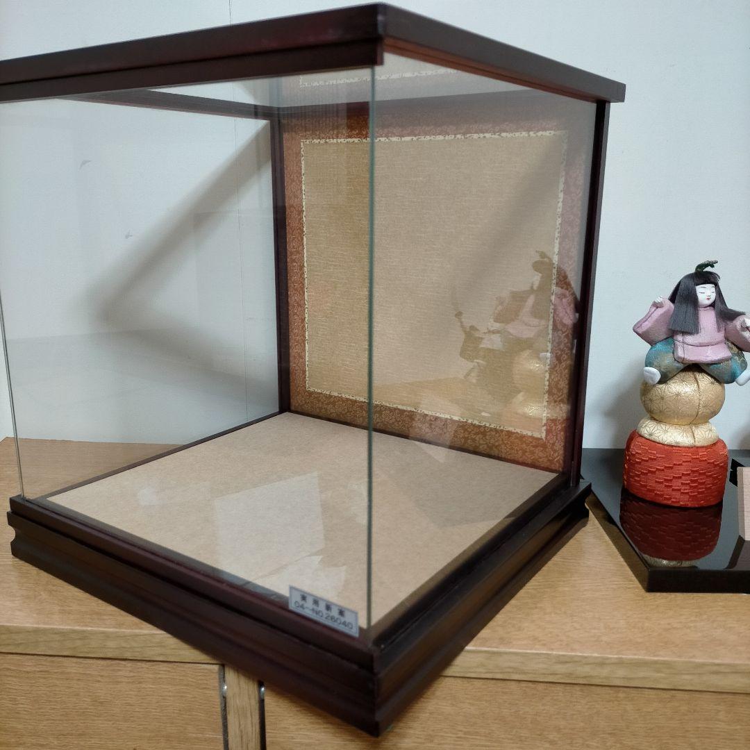 江戸 木目込み 柿沼東光作 牛若丸 弁慶 パノラマケース 黒台付き