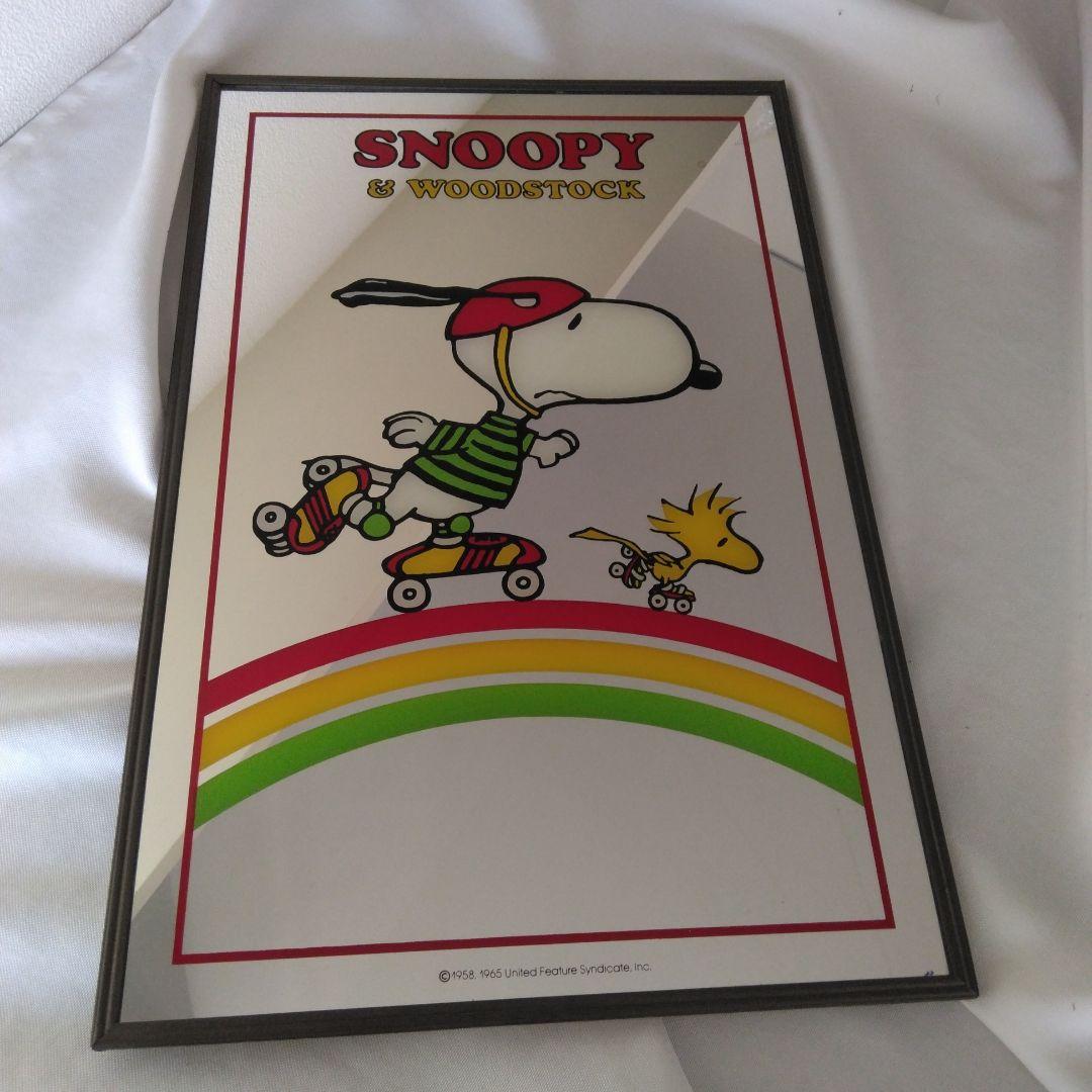 スヌーピー＆ウッドストック　パブミラー　お洒落　レトロ　壁掛け鏡 番号あり