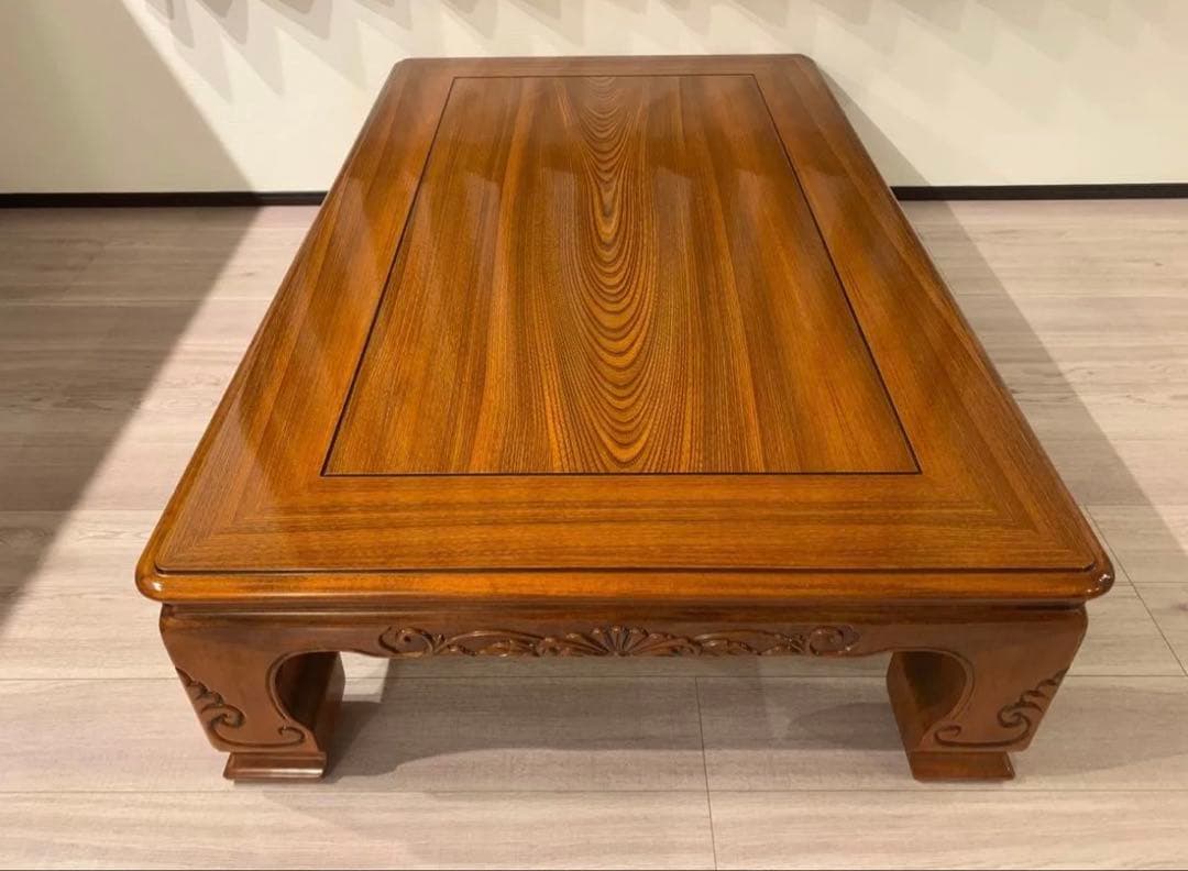 座卓 ローテーブル センターテーブル 木製 彫刻 和室