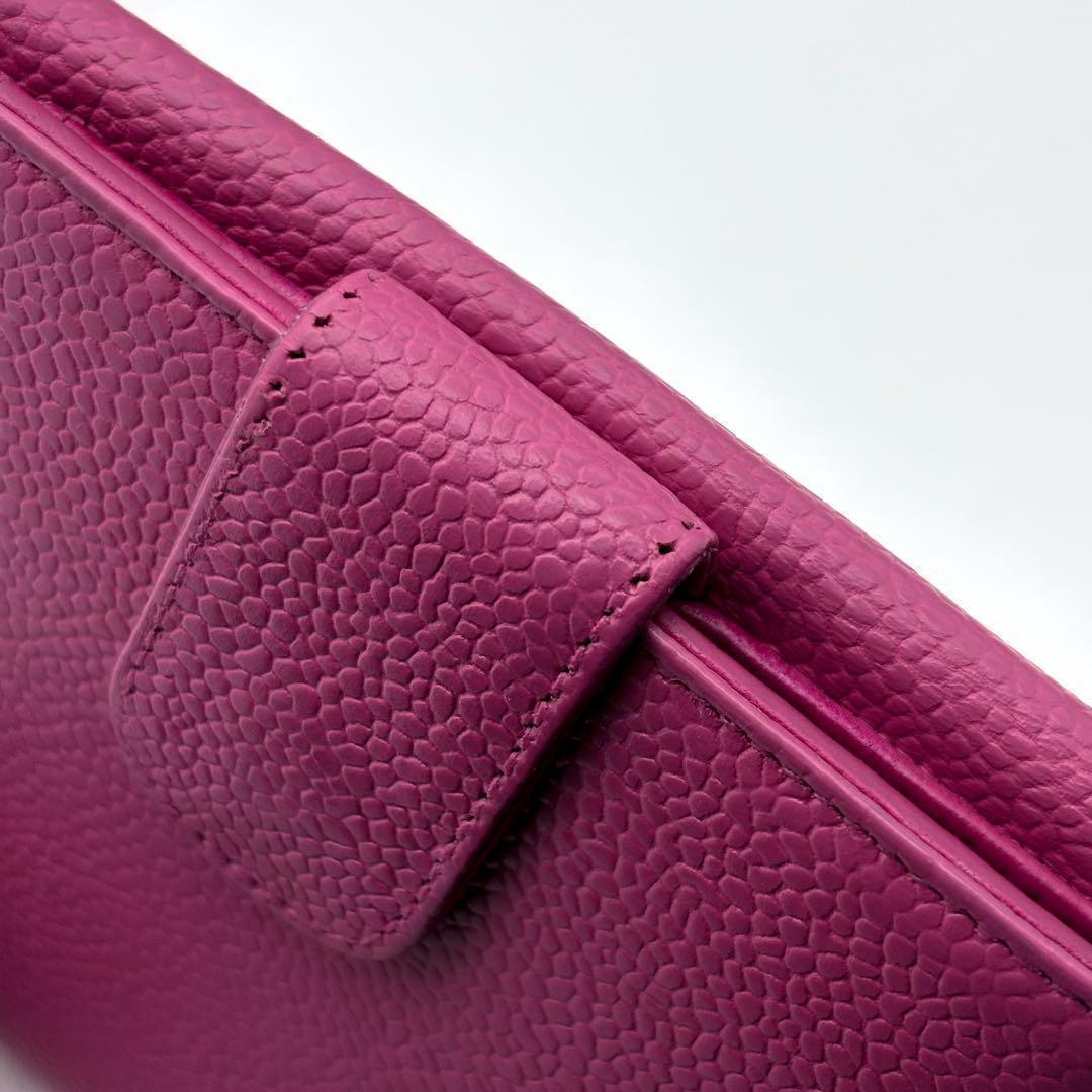 【美品✨】シャネル 財布 ココステッチ キャビア Wホック 二つ折 PI