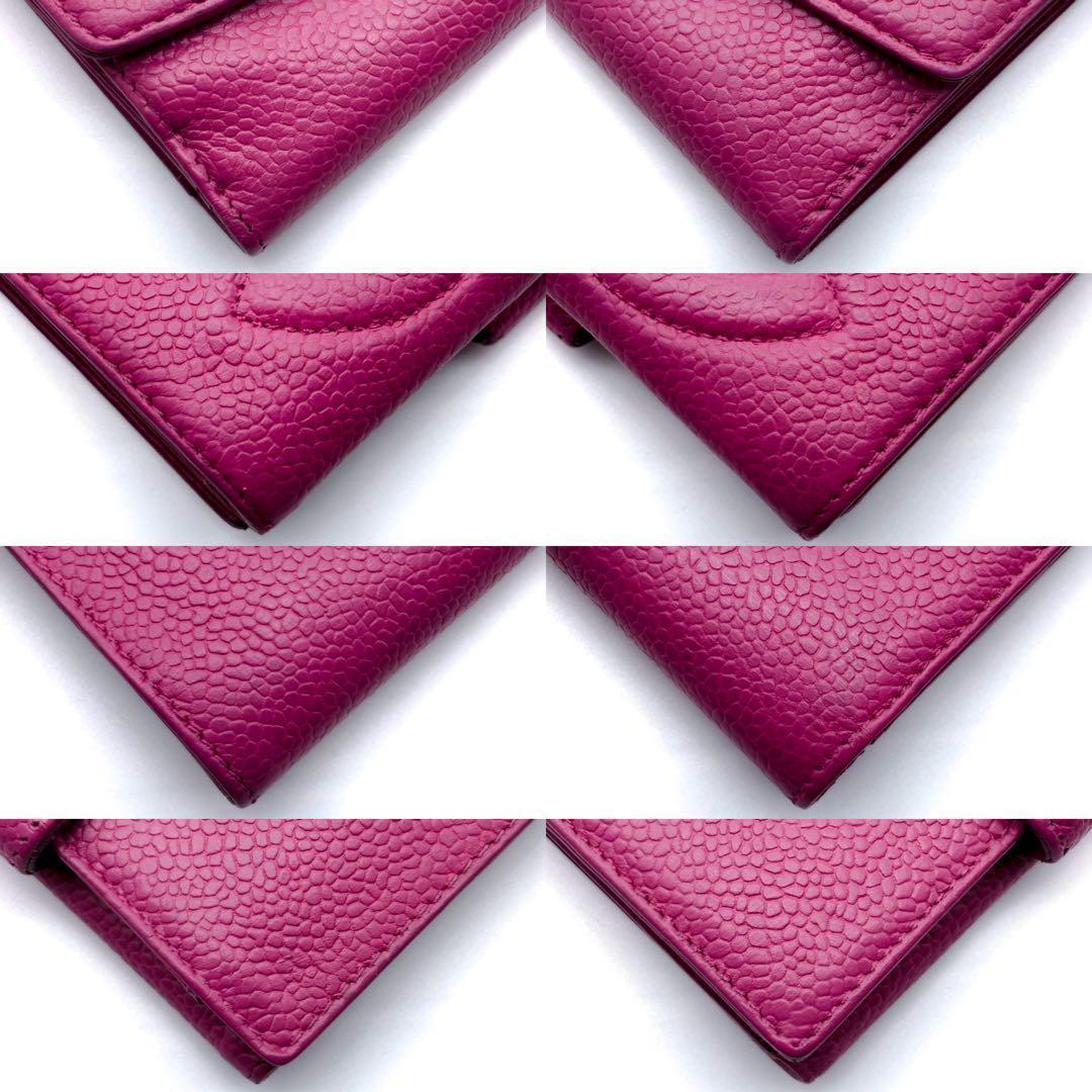 【美品✨】シャネル 財布 ココステッチ キャビア Wホック 二つ折 PI