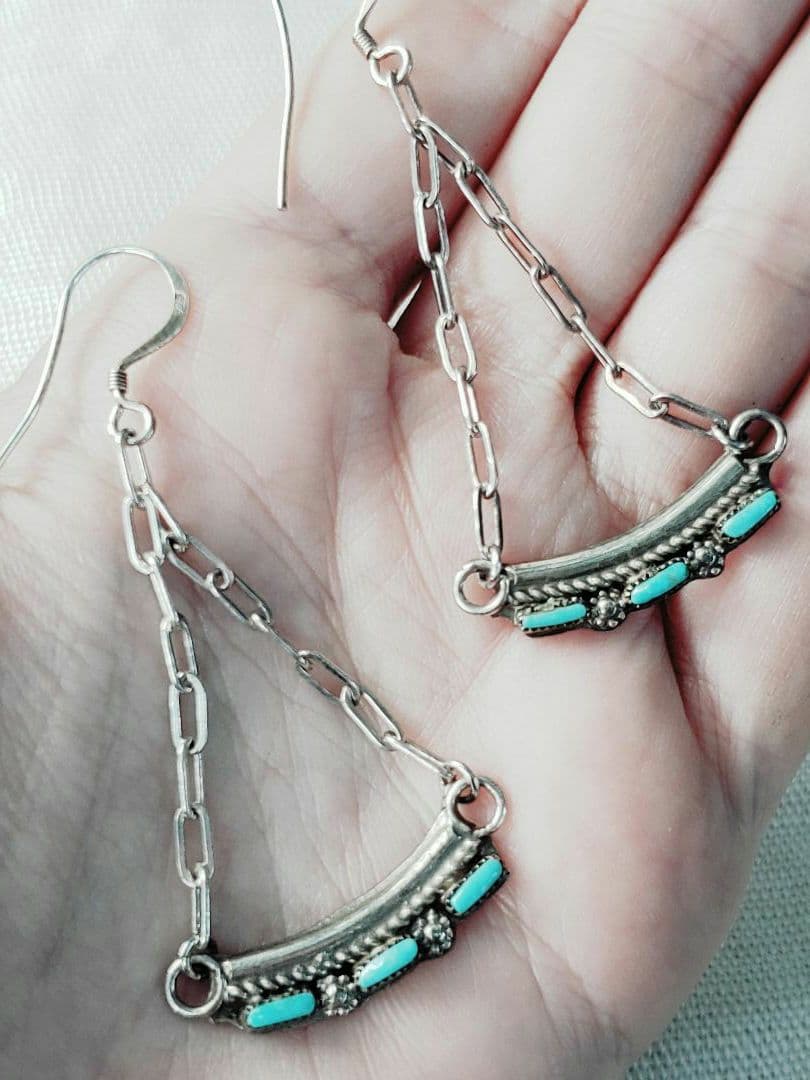 1980年代　インディアンジュエリー　ズニ族　ターコイズ　シルバー925 ピアス