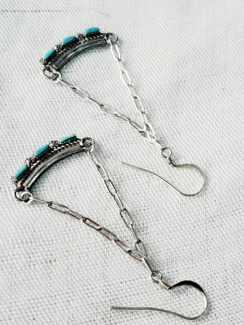 1980年代　インディアンジュエリー　ズニ族　ターコイズ　シルバー925 ピアス