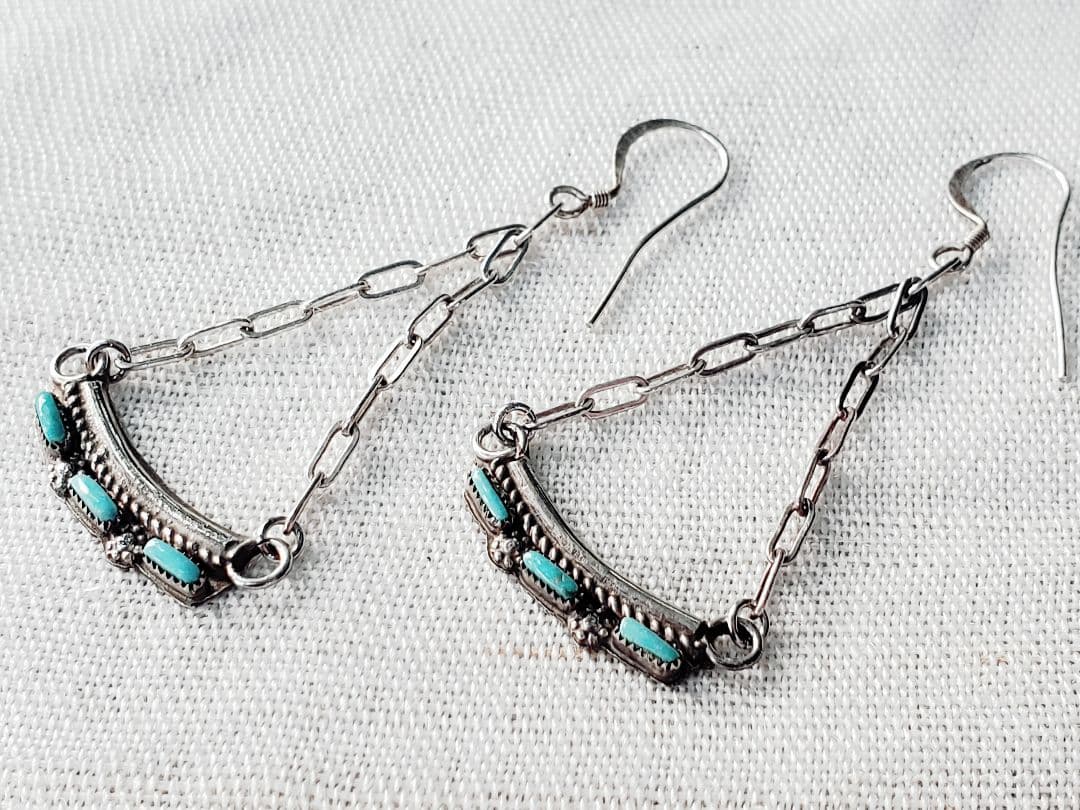 1980年代　インディアンジュエリー　ズニ族　ターコイズ　シルバー925 ピアス