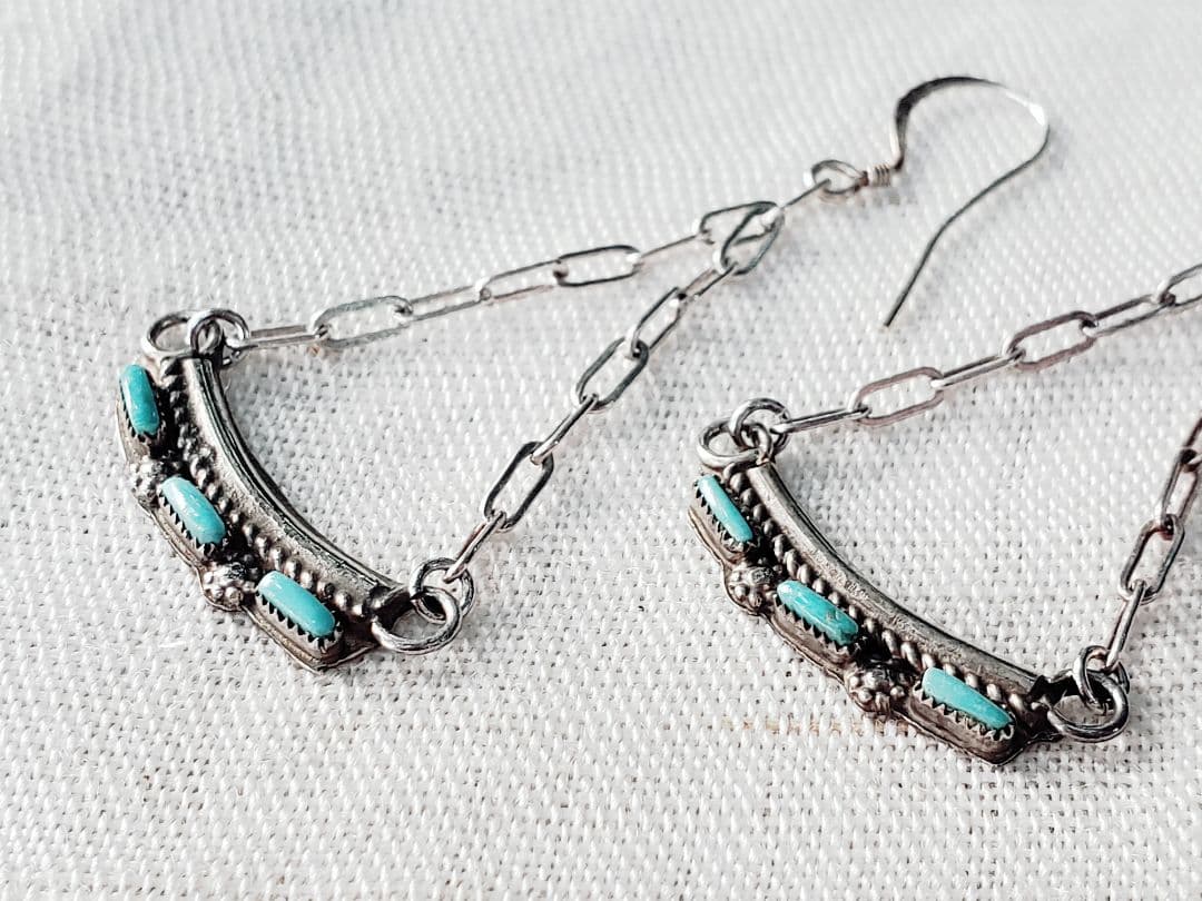 1980年代　インディアンジュエリー　ズニ族　ターコイズ　シルバー925 ピアス