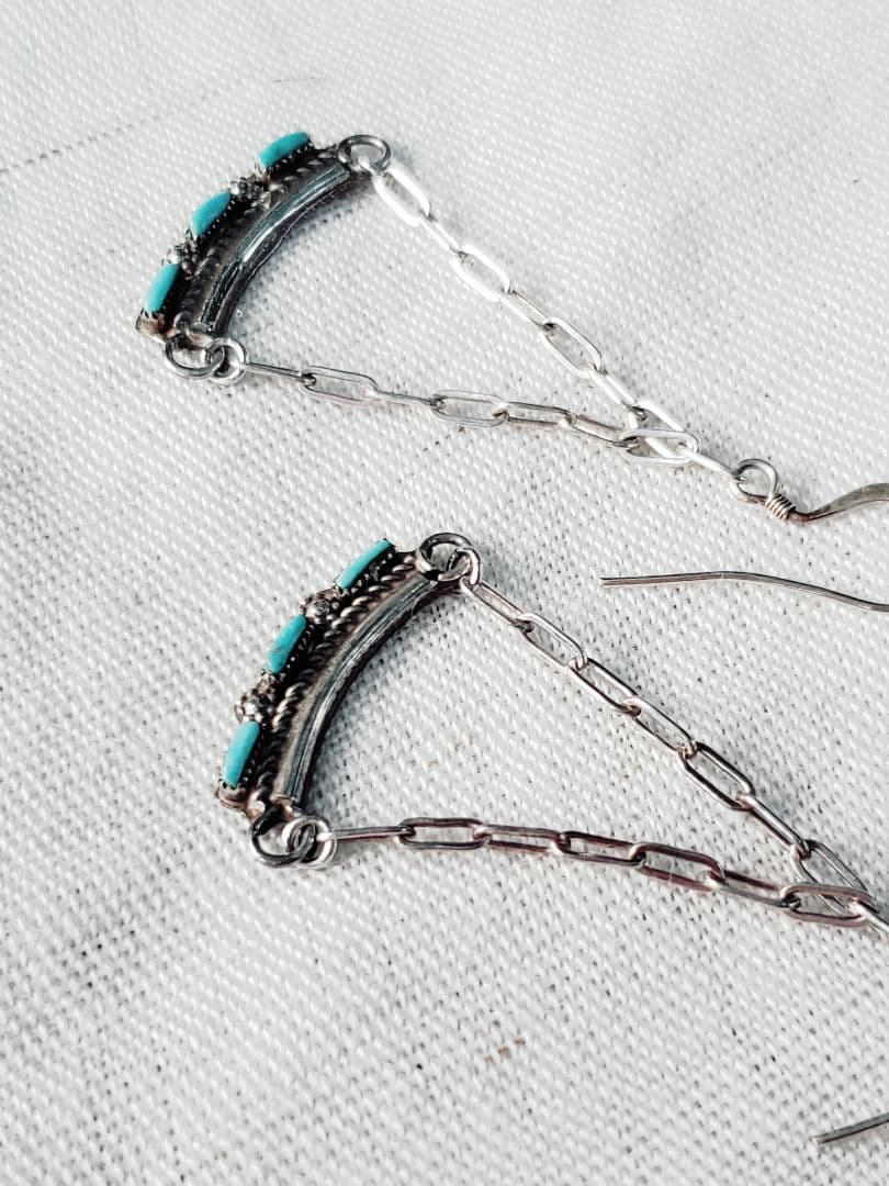 1980年代　インディアンジュエリー　ズニ族　ターコイズ　シルバー925 ピアス