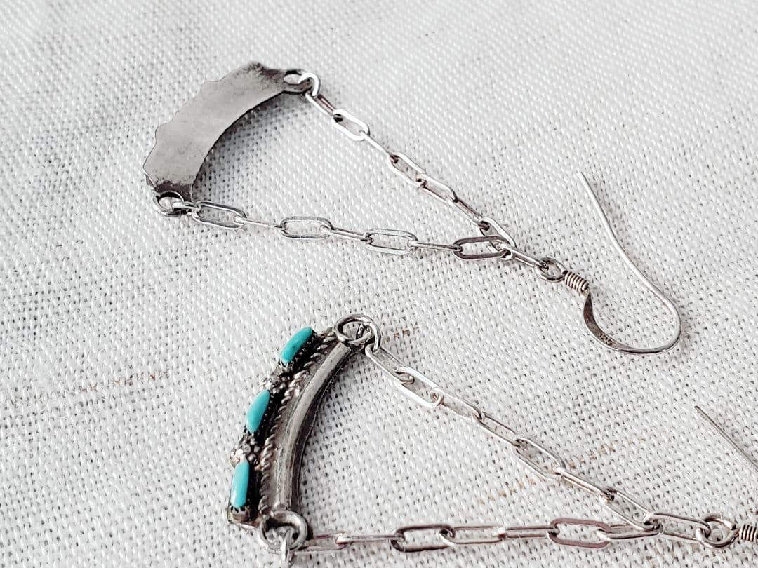 1980年代　インディアンジュエリー　ズニ族　ターコイズ　シルバー925 ピアス