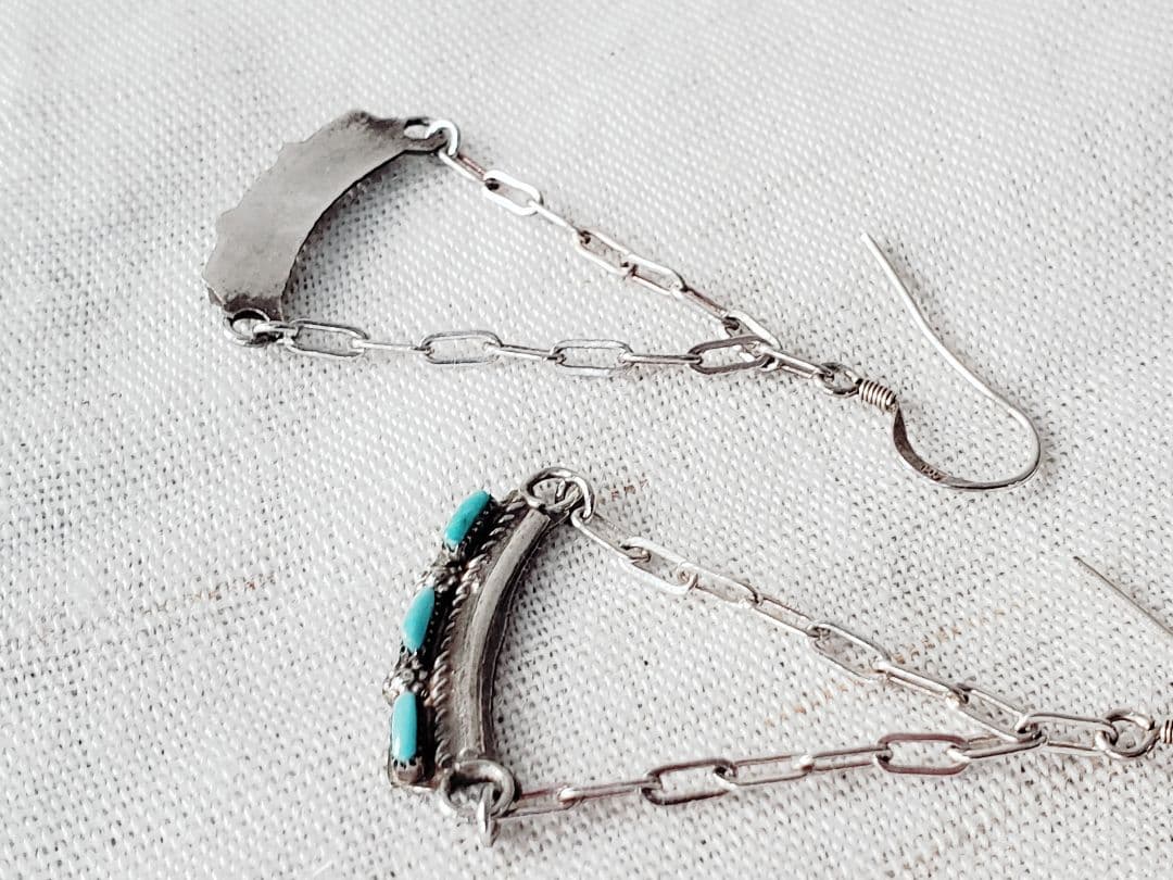 1980年代　インディアンジュエリー　ズニ族　ターコイズ　シルバー925 ピアス