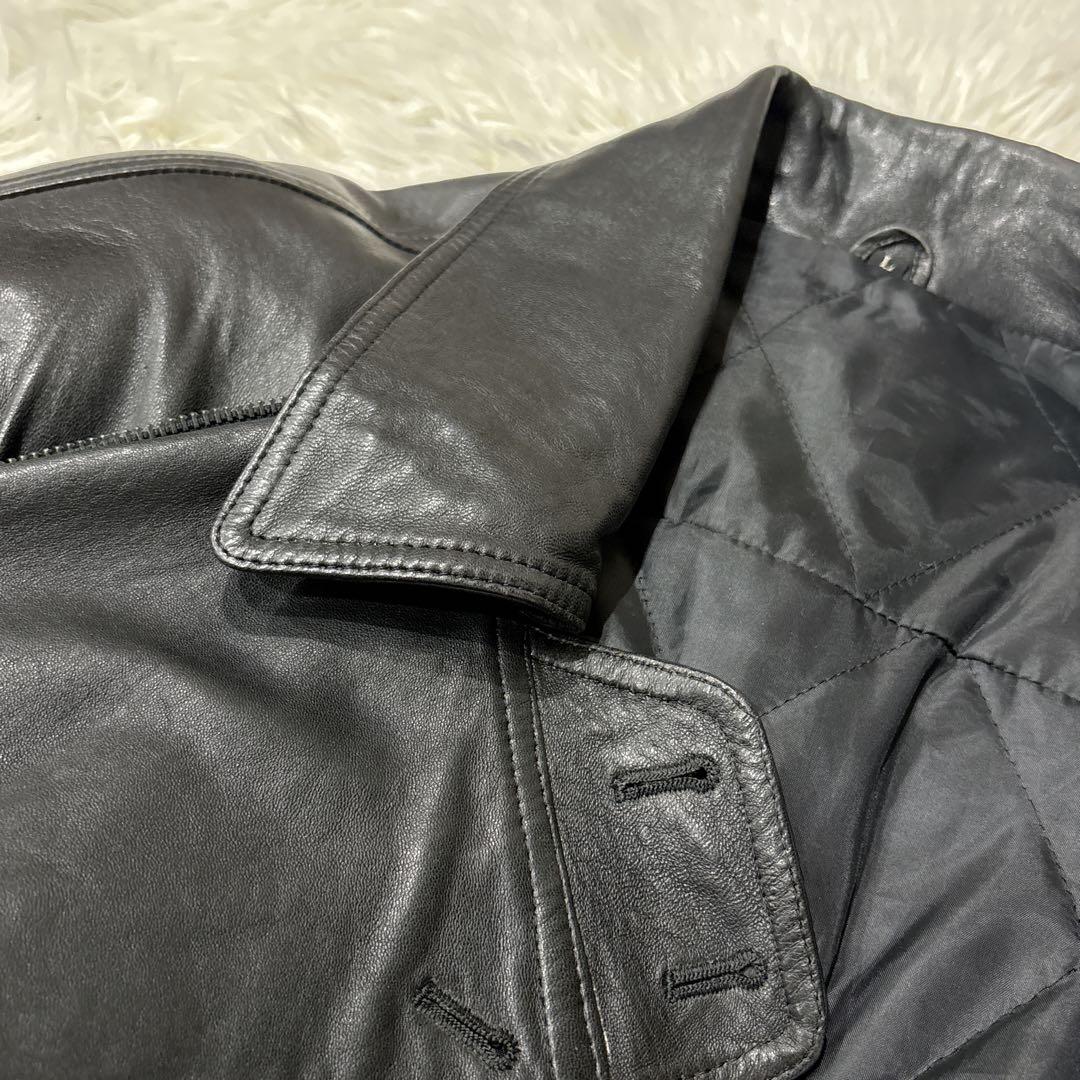 VINTAGE レザージャケット　Lサイズ　羊革　ラムスキン　ブラック　黒　短丈