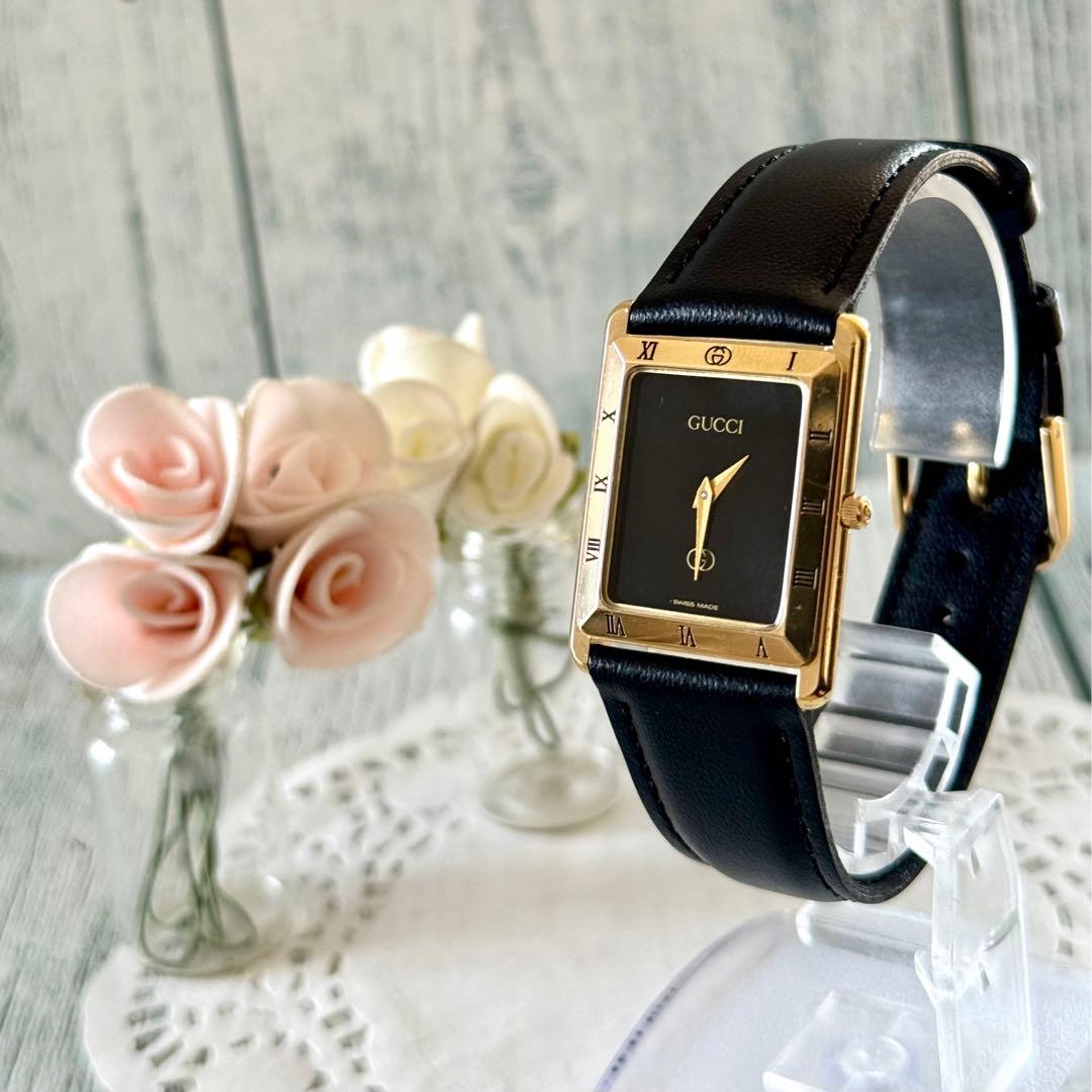 【電池交換済】GUCCI グッチ 腕時計 4200FM スクエア メンズ 黒