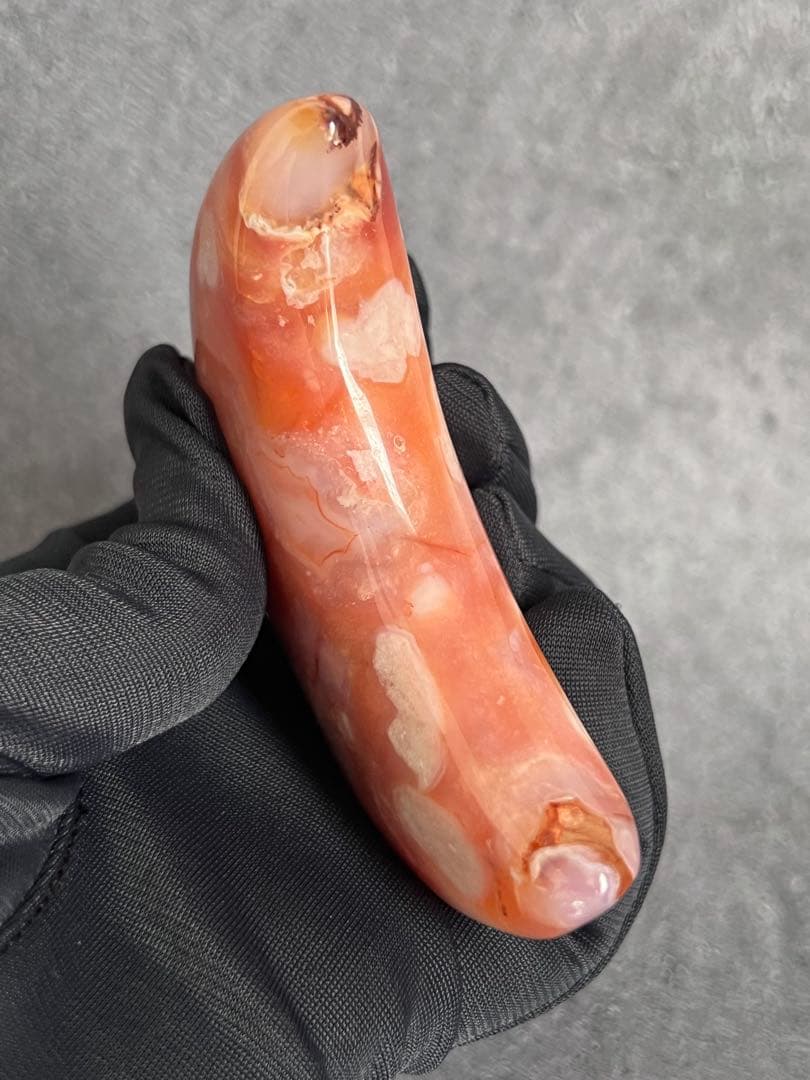 高品質　カーネリアン　フラワーアゲート　桜瑪瑙　月　ムーン　台座付き