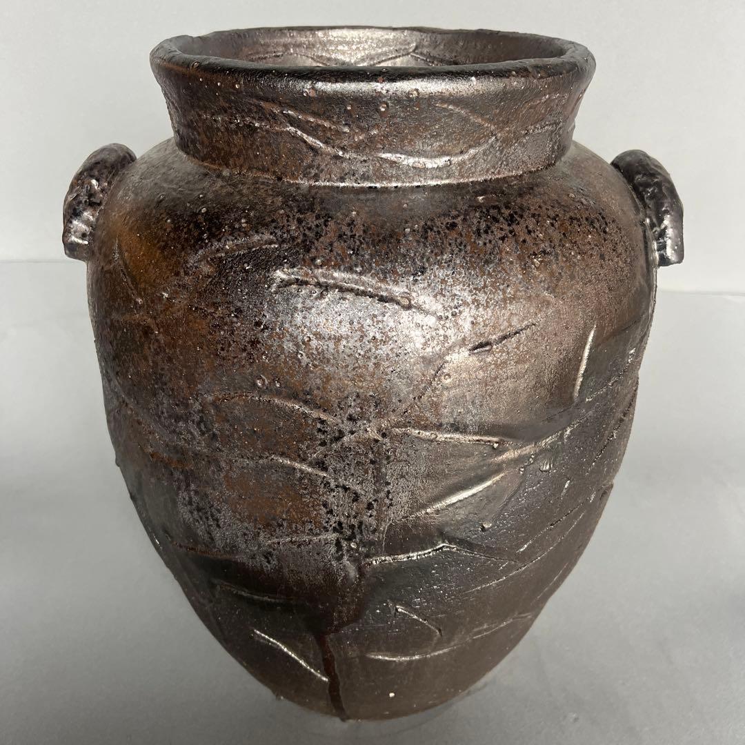 信楽焼傘立て  金彩壺 高さ43cm