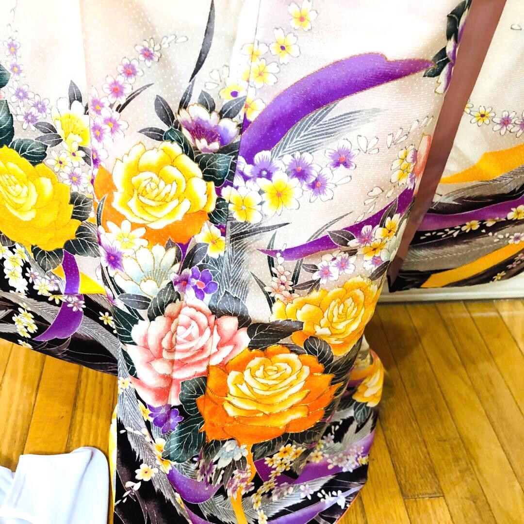 七五三 女子着物 7歳薔薇煌びやか際立つ‼️豪華絢爛薔薇刺繍金彩金箔完全フルセット
