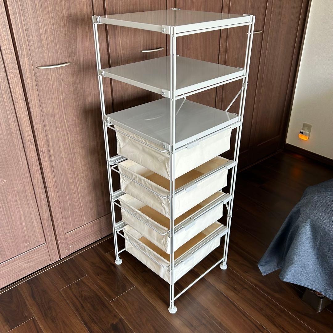 ま*ー様 無印良品　スチールユニット（帆布）バスケットセット シェルフ　グレー
