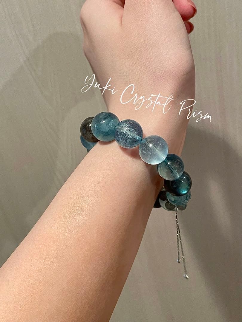 高品質アクアマリン×グレームーンストーン 天然石ブレスレット