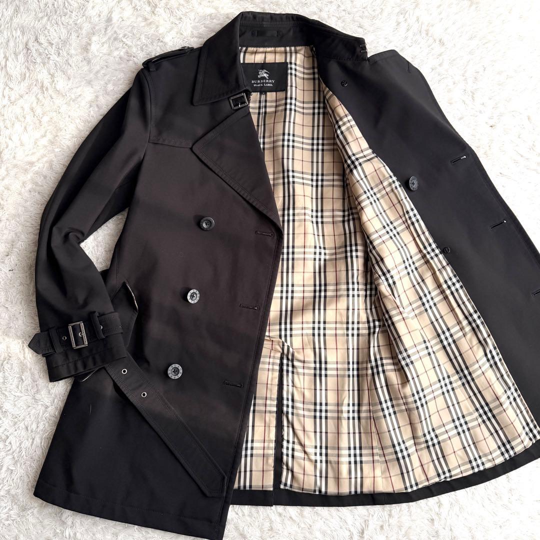 【極美品】希少 バーバリーブラックレーベル トレンチコート ノバチェック 黒 M
