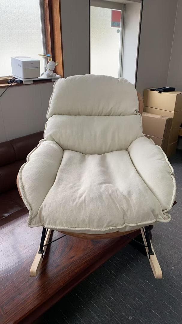 【お得】大人気ベージュ クッション付き ロッキングチェア 訳あり品SF15-07