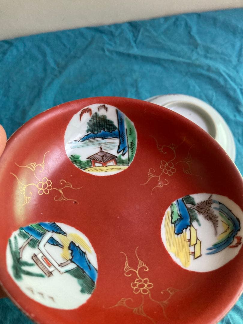 清朝　十錦手小皿　南京皿　二客
