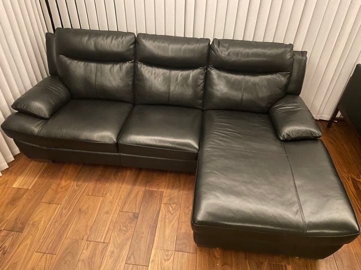 【値下げ】本革カウチソファ　ブラック