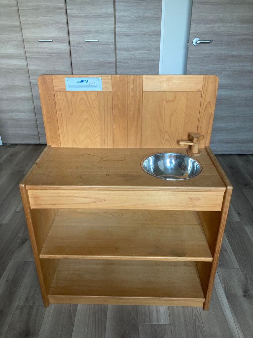 ヒノキクラフト　hinokicraft 木製おままごと用シンク　棚付