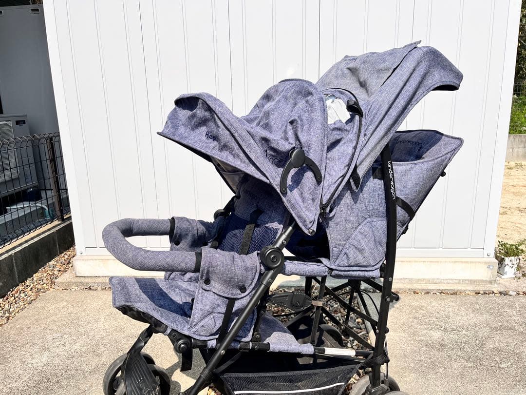 kinderwagon 2人乗りベビーカー ネイビー