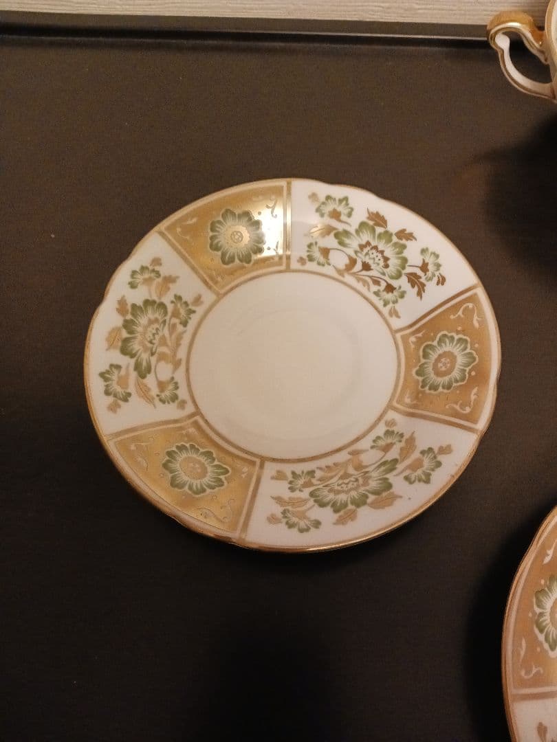 ロイヤルクラウンダービー パネル グリーン スープカップ＆ソーサー①②