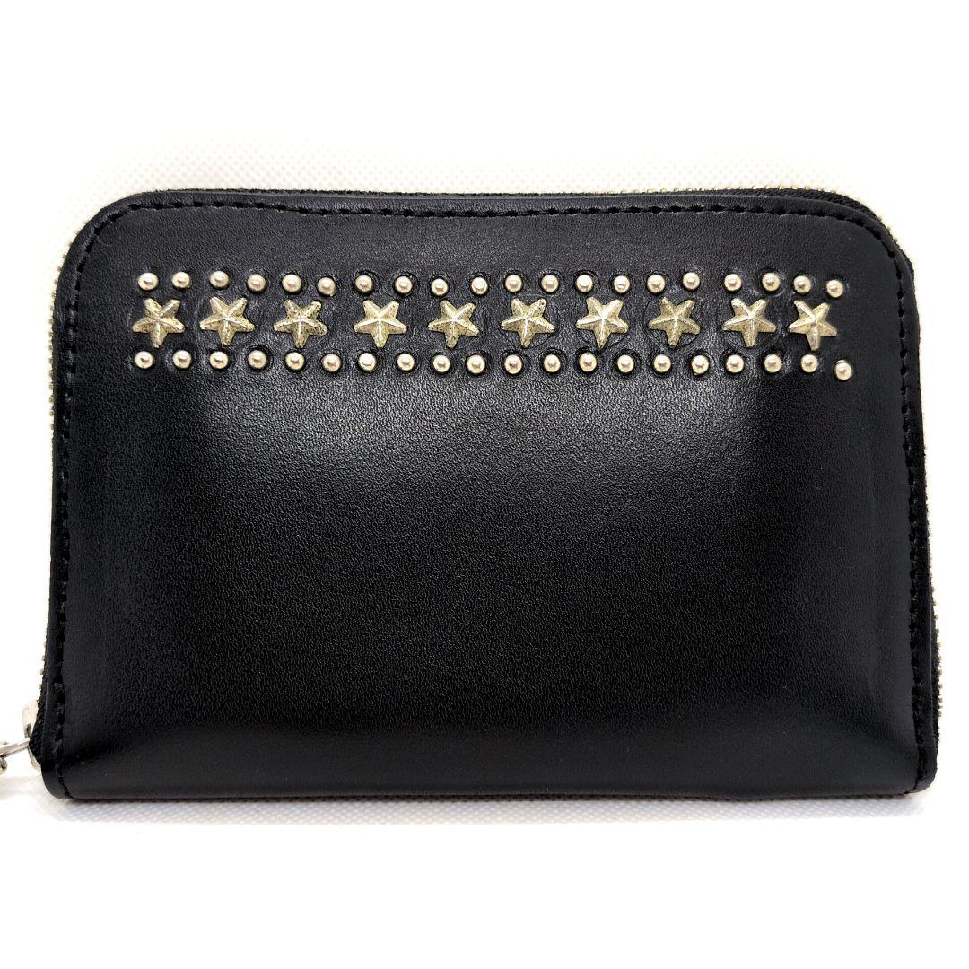 【極美品】HTC　T-2　ジッパー　ミディアムウォレット　スター　スタッズ　黒