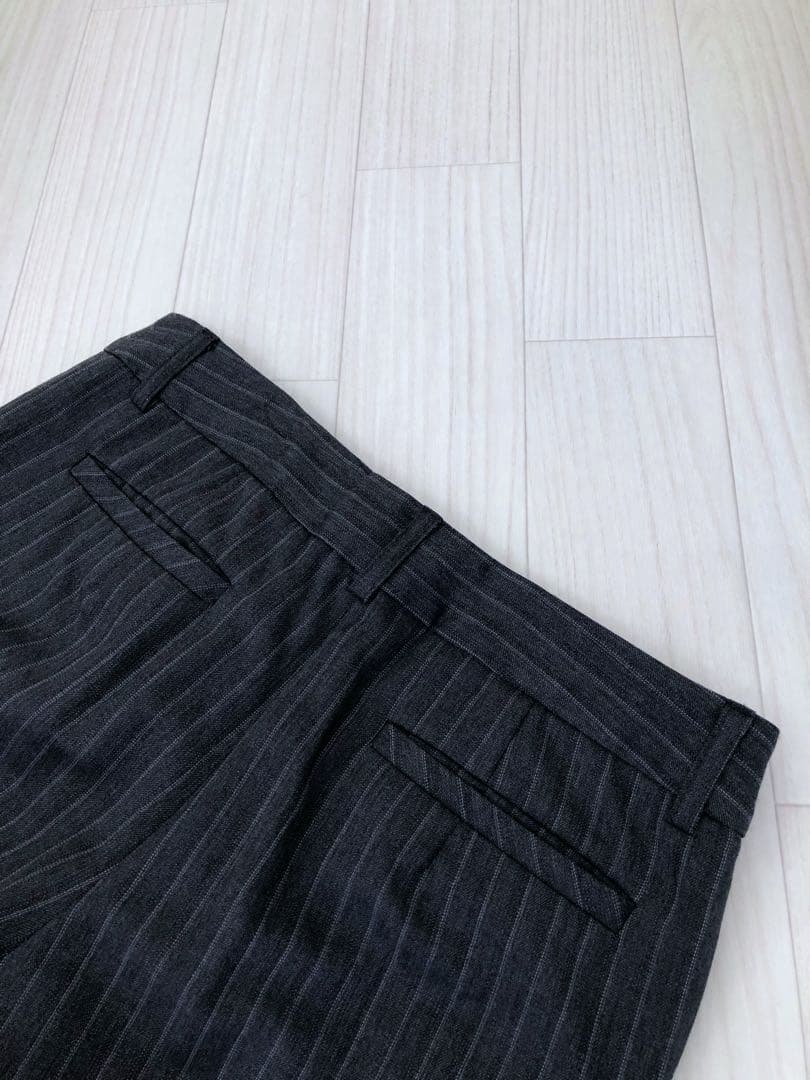 インディヴィ　スーツ　セットアップ　グレー　ストライプ