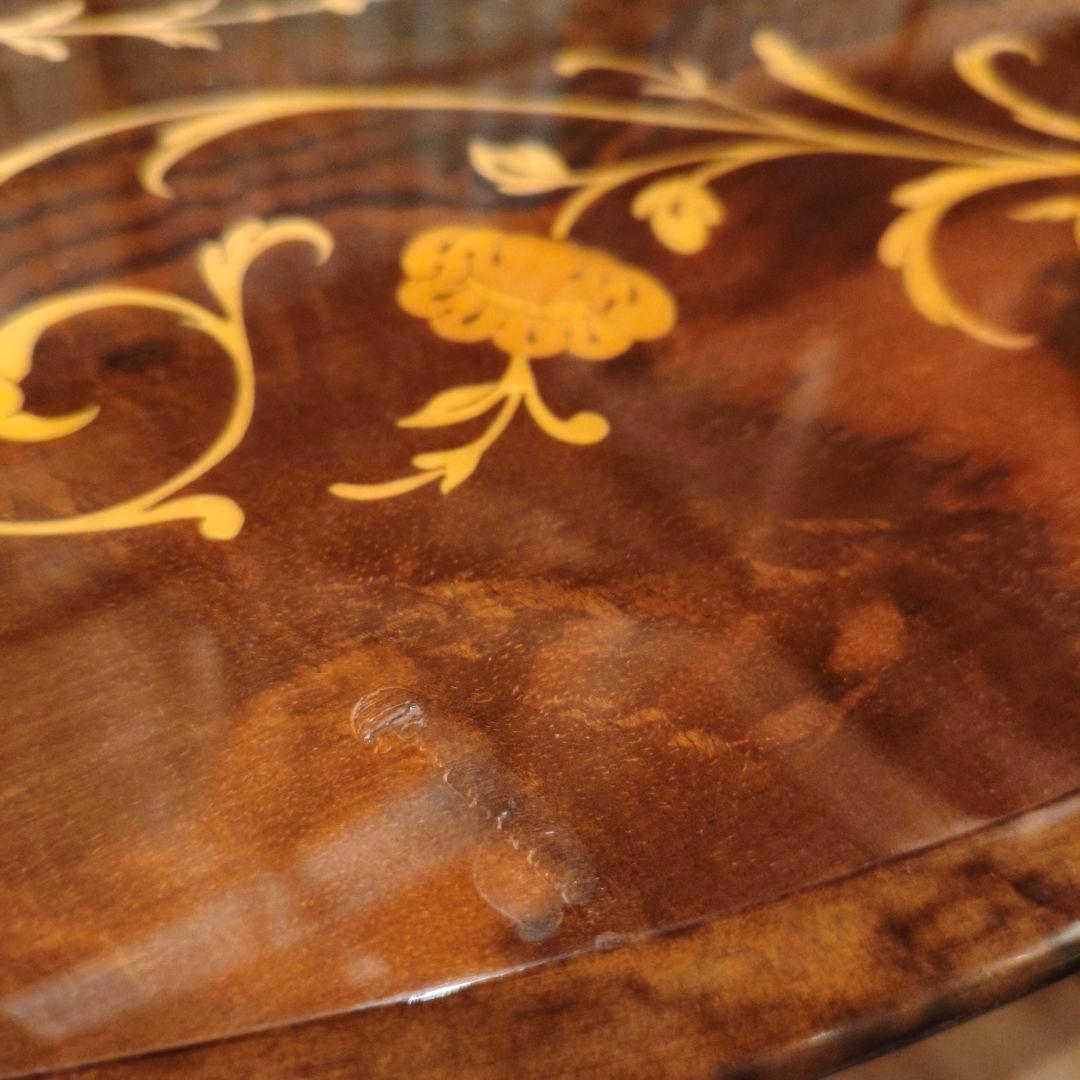 ​イタリア製 象嵌 センターテーブル 楕円 アンティーク調 猫脚 大型