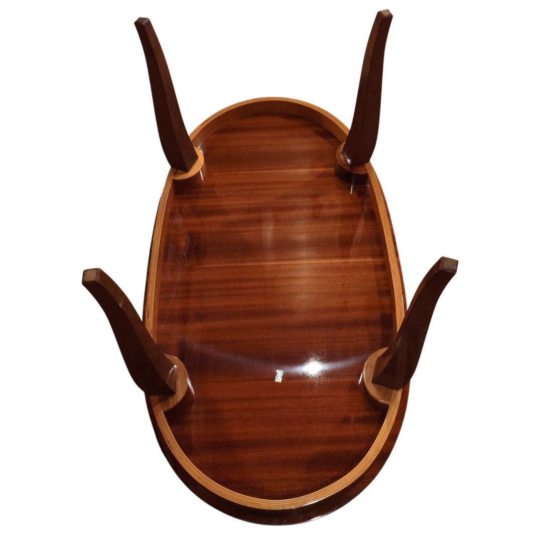 ​イタリア製 象嵌 センターテーブル 楕円 アンティーク調 猫脚 大型