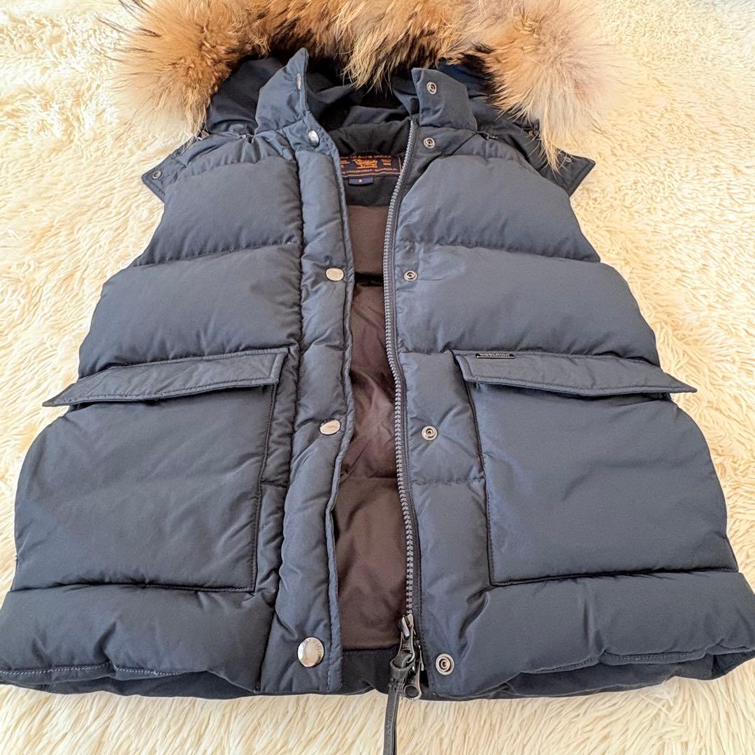 ウールリッチ　タヌキファー フード付 ダウンベスト レディース 3way 紺　S