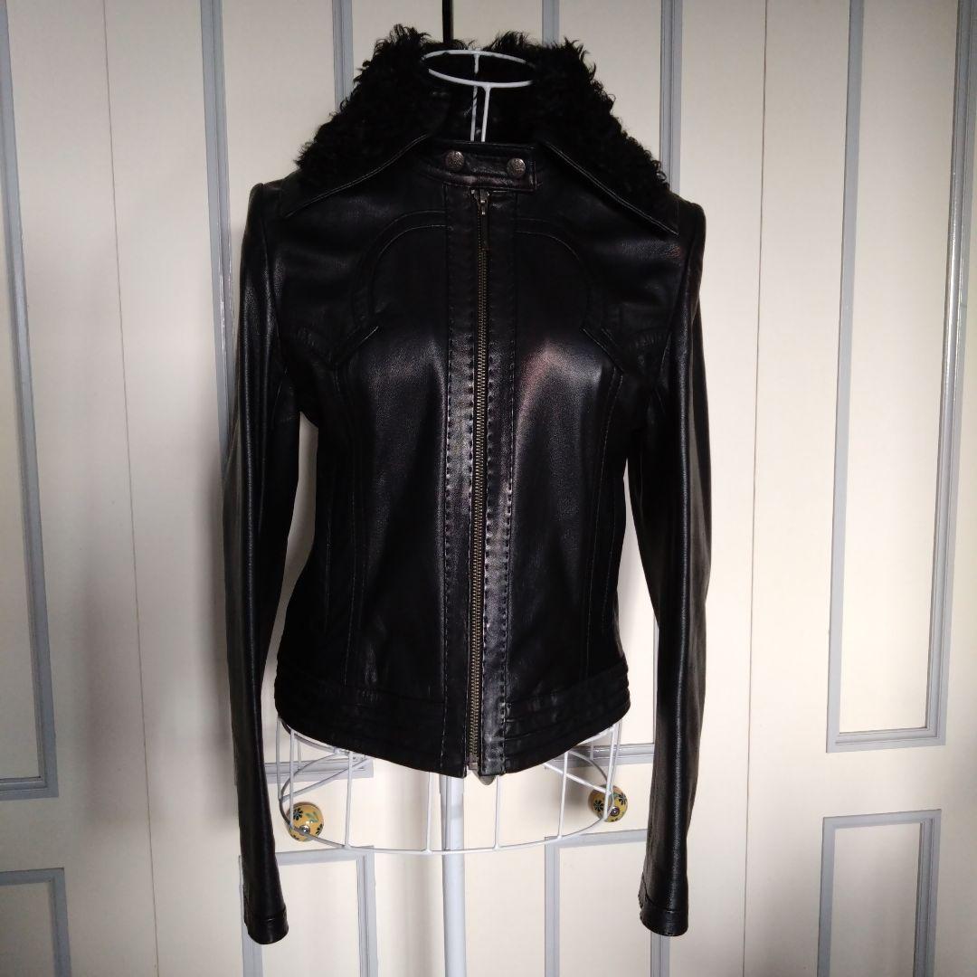 VIVIENNE TAM レザージャケット　本革　レザー　ドラゴン　ファー　S