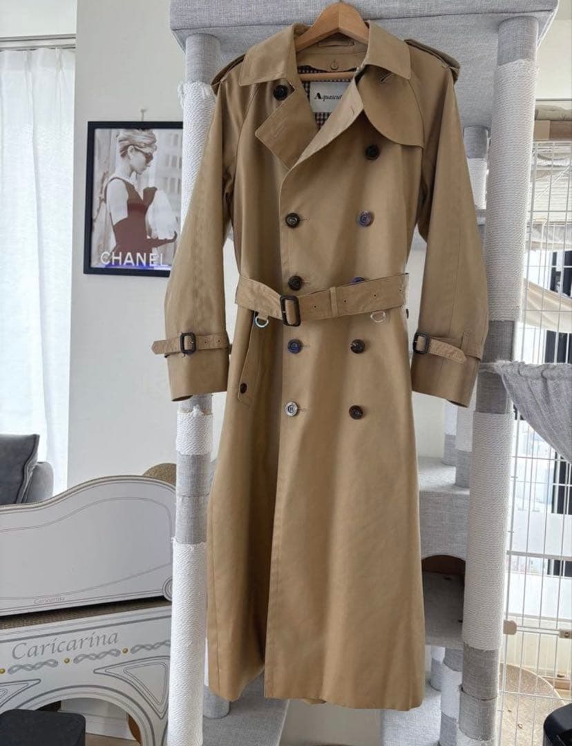アクアスキュータム トレンチコート ロング サイズ8 ベージュ