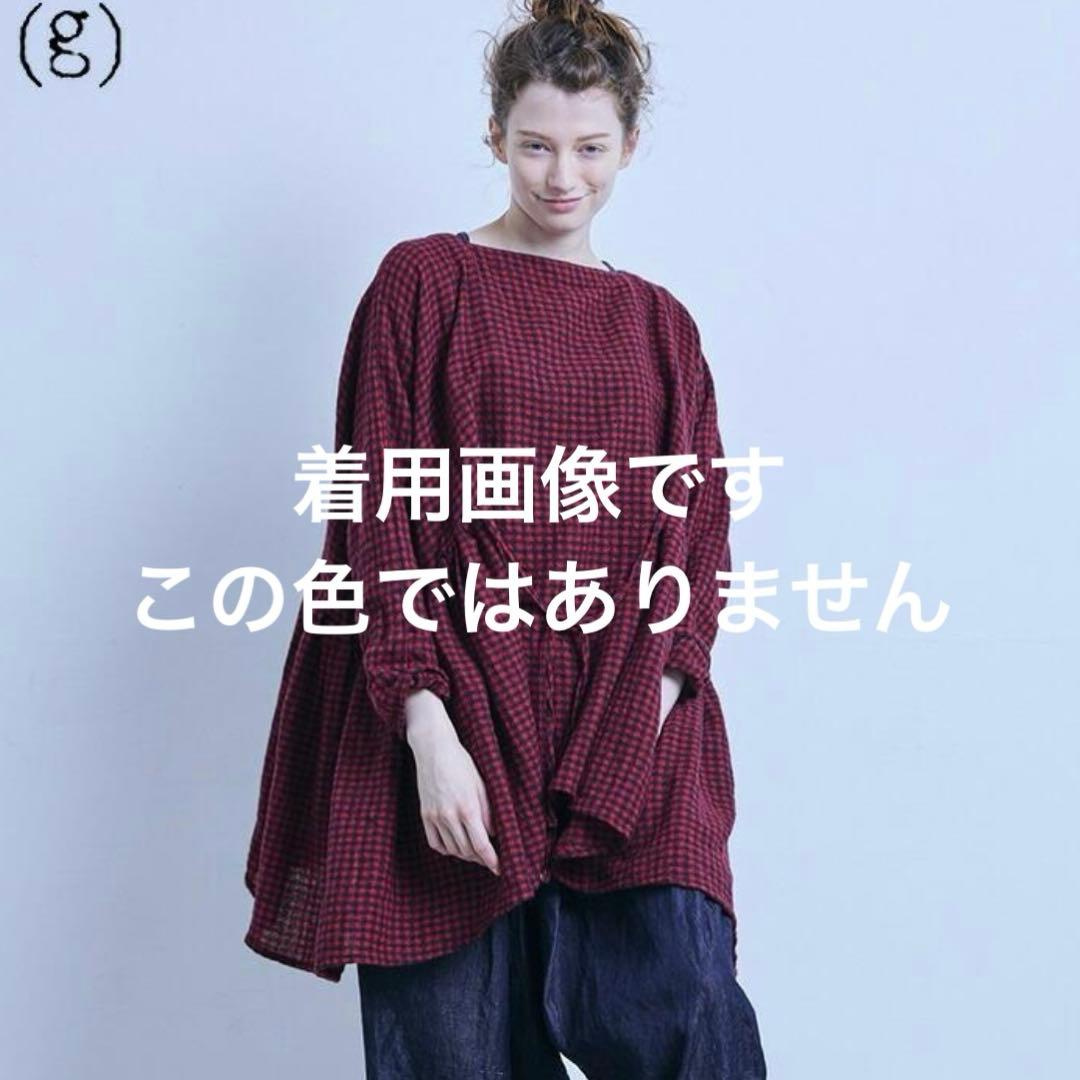【新品未使用】(g)グラム ウールガーゼチェックギャザープルオーバー