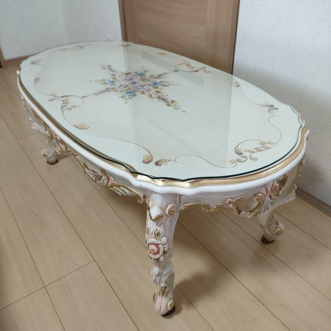 【モッキーマニア様用】ロココ調 センターテーブル ガラス天板