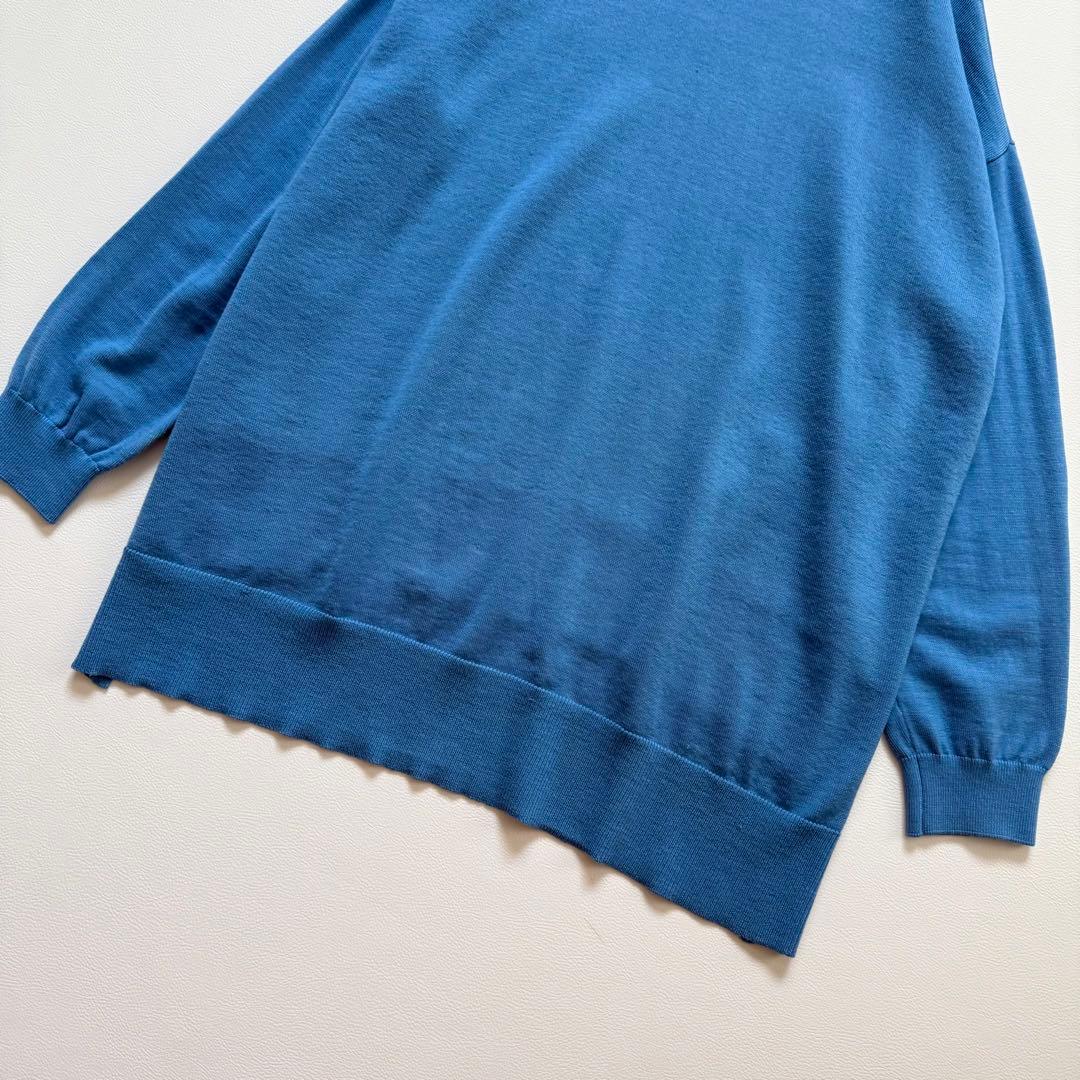 エンフォルド　ニット　ワイドシルエット　スリット　ゆったり　ライトブルー　38