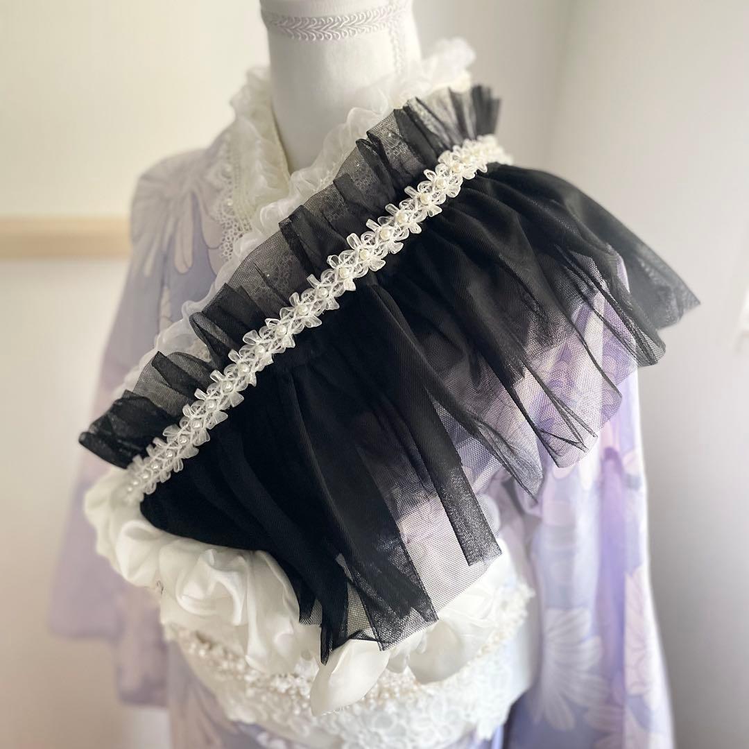 今流行りのショルダーレースフリルパール　成人式振袖　卒業式袴　浴衣着物　七五三