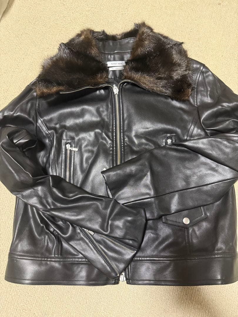 Yuki FOXEY NEW YORK ブラックレザーライダースジャケット