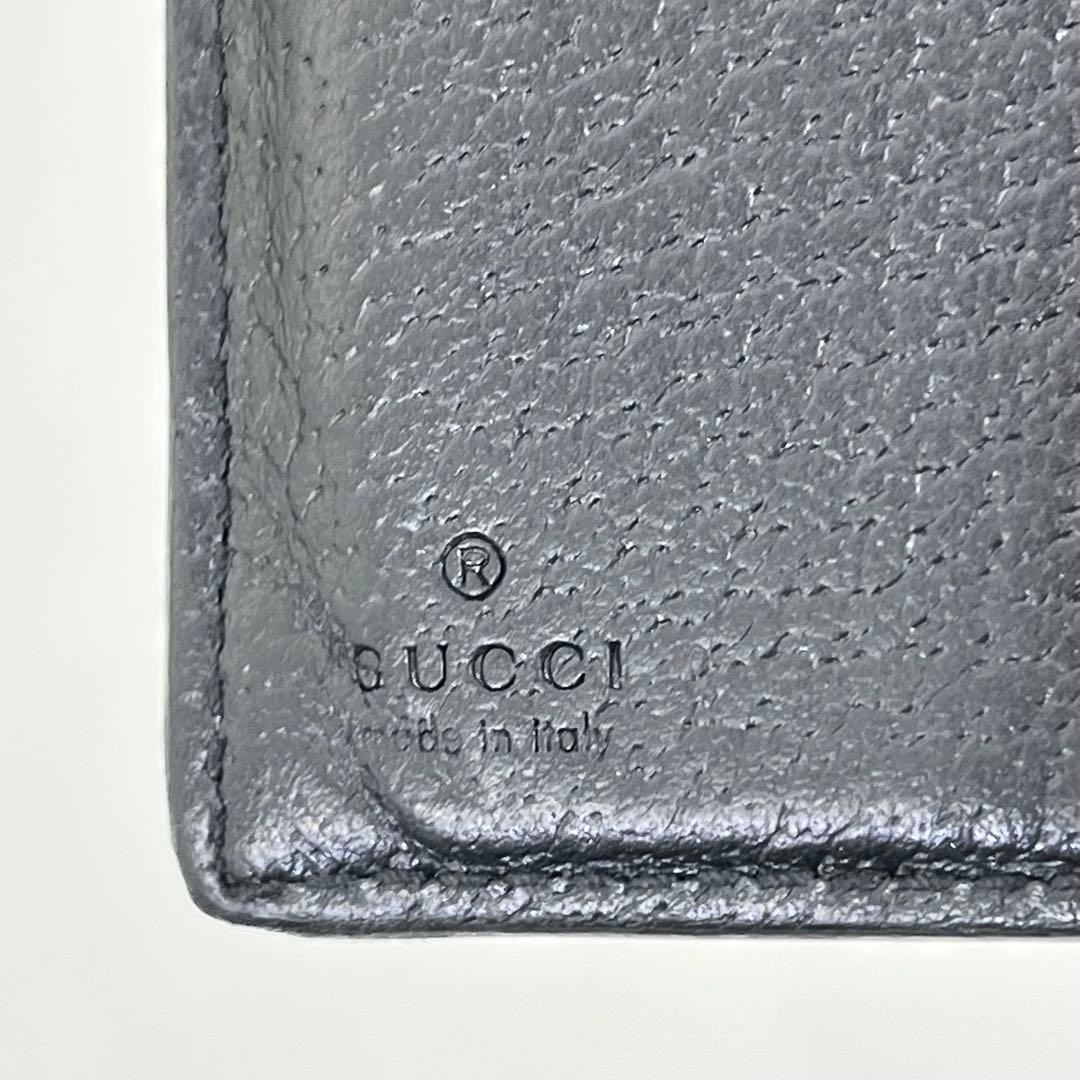 GUCCI 長財布 フラップ マーモント GG金具 ブラック レザー 男女可能