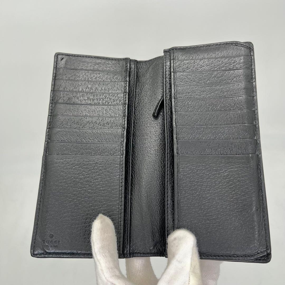 GUCCI 長財布 フラップ マーモント GG金具 ブラック レザー 男女可能